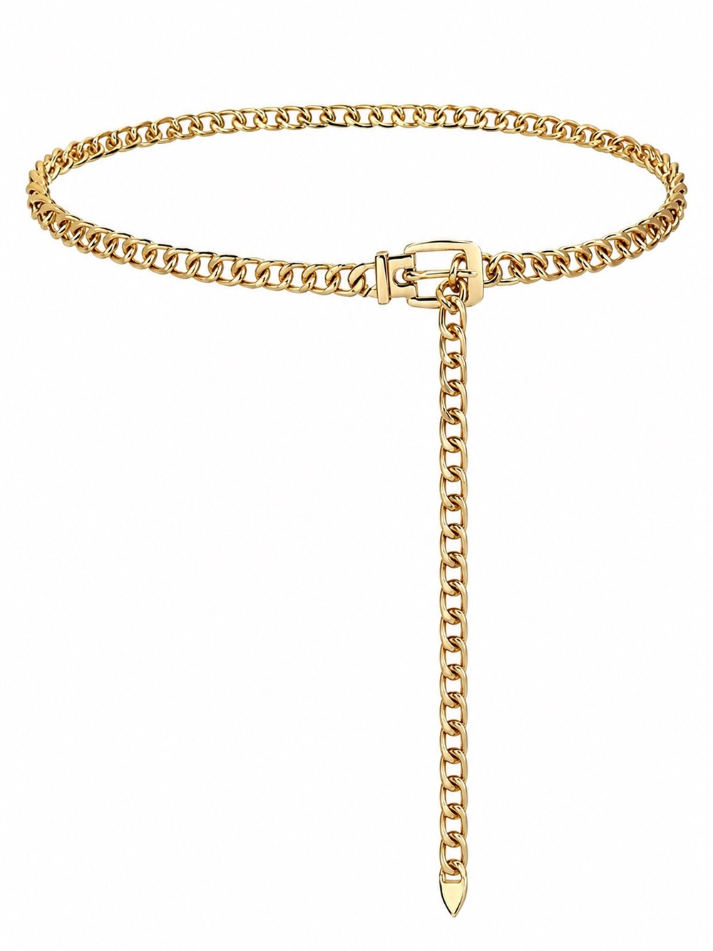 Gold Chain Belt Adjustable Buckle Waist Belt Women Dress Jeans S M L